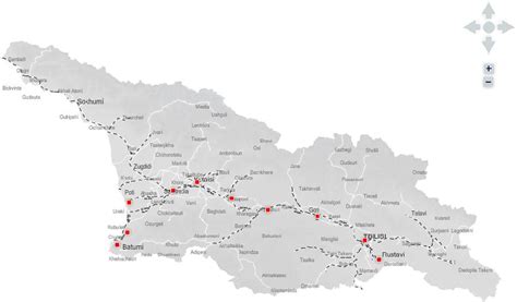 Gruzijos žemėlapis su Kaukazo regiono išskirtinimu