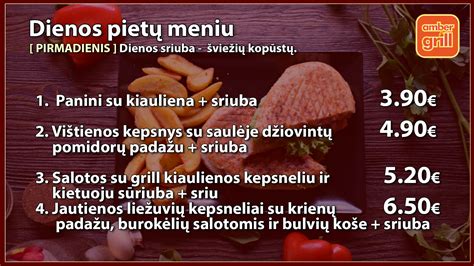 Platus dienos pietų meniu asortimentas