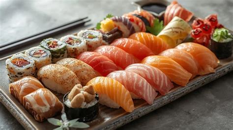 Įvairių rūšių sušiai: nigiri, maki, uramaki, temaki
