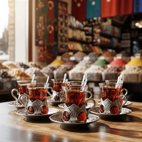 Turkiškos arbatos patiekimas ince belli stiklinėse