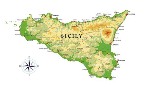 Sicilijos žemėlapis su Palermo žymėjimu