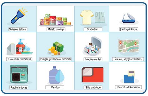 Išvykimo krepšys su būtiniausiais daiktais