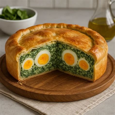 Suformuotas Torta Pasqualina pyragas prieš kepimą