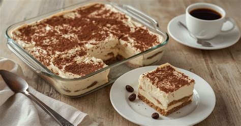 Tiramisu sluoksniai su kava ir kakava