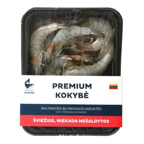 šviežios krevetės su kiautu