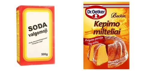 Valgomoji soda ir kepimo milteliai milteliai šaukšteliuose