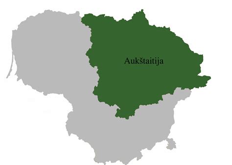 Aukštaitijos etnografinio regiono žemėlapis