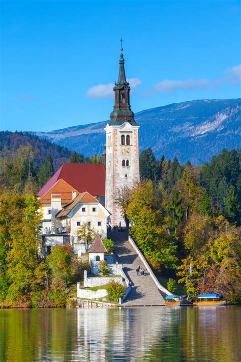 Bledo ežeras su bažnyčia saloje Slovėnijoje