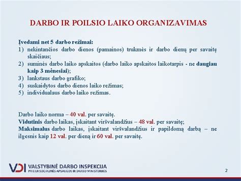 darbo ir poilsio laiko schema medicinos įstaigoje