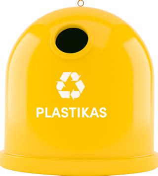 Geltonas plastiko ir metalo rūšiavimo konteineris