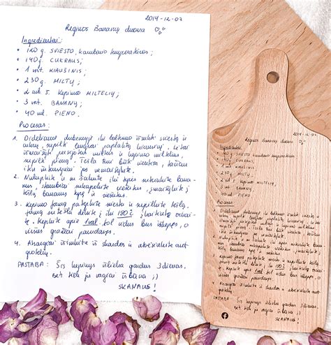 Daivos Žeimytės-Bilienės mamos ranka rašytas receptas