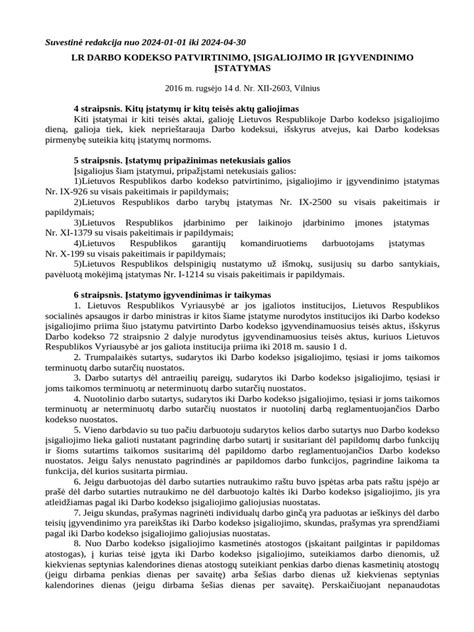 Darbuotojų teises reglamentuojantis Darbo kodeksas
