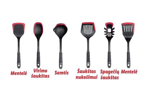 įvairūs virtuvės reikmenys ir maisto produktai