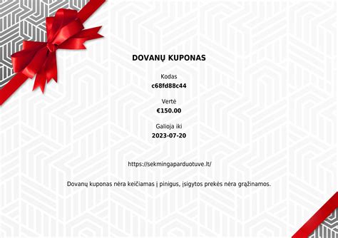 Dovanų kupono pavyzdys