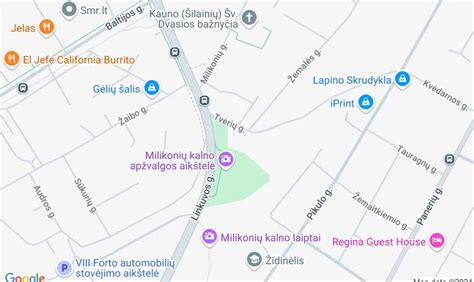 Šilainių mikrorajono žemėlapis su picerijos lokacija