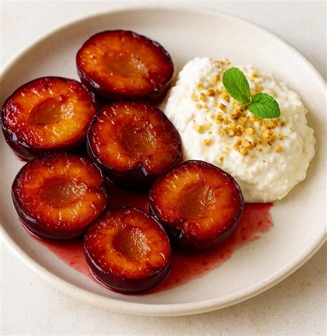 Slyvos ant varškės pyrago