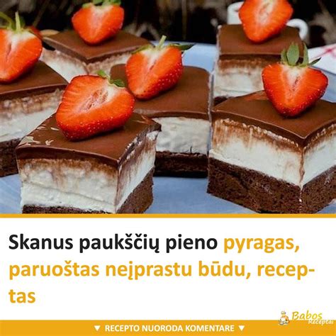 Paruoštas paukščių pieno desertas su kakavos apibarsymu