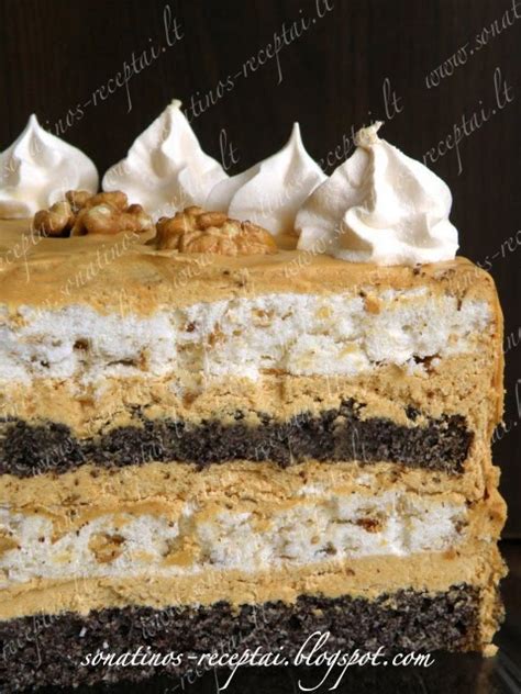 Morengų tortas su aguoniniu biskvitu