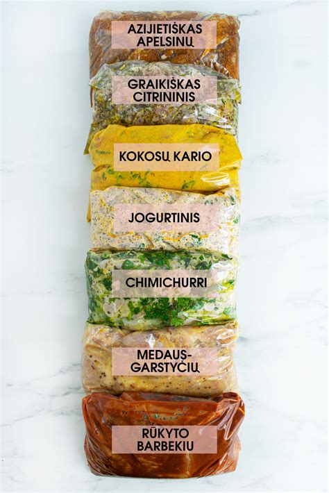 įvairūs marinatai vištienos sparneliams