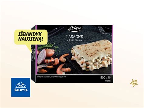 Lidl parduotuvės lentyna su jūros gėrybėmis