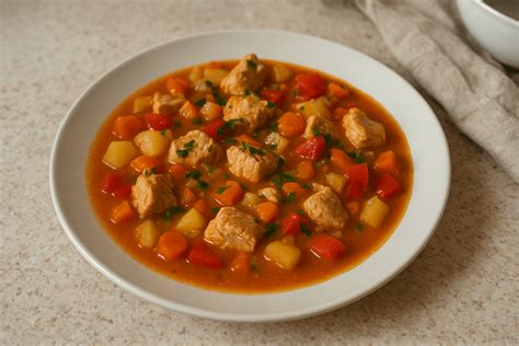 Stirnienos guliašas su daržovėmis ir garnyru