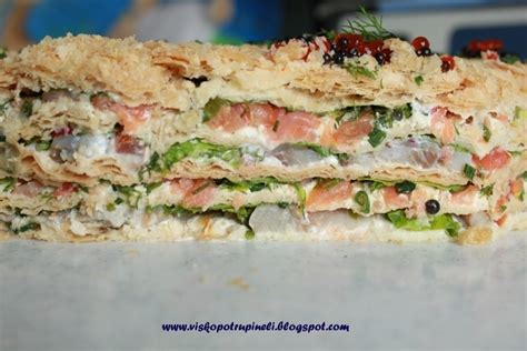 Lašišos tortas su Napoleono lakštais