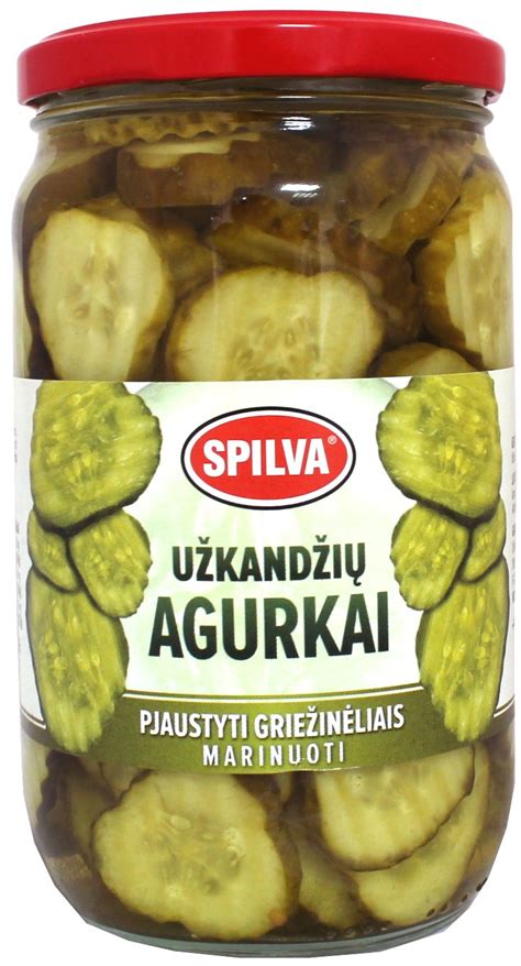 Marinuoti agurkai pjaustomi griežinėliais