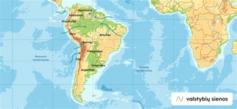 Žemėlapis, kuriame pažymėta Paranos upės vaga Pietų Amerikoje