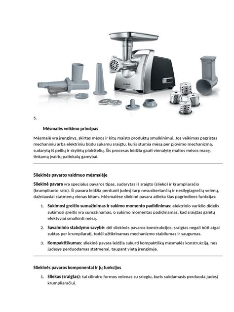 Schematinis elektrinės mėsmalės veikimo principas