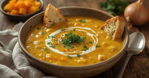 Klasikinės moliūgų sriubos ingredientai ir patiekimas