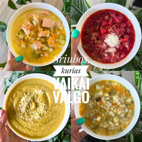 Skirtingų sriubų ingredientų palyginimas infografikoje