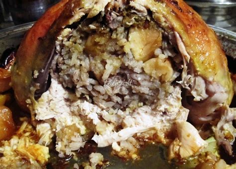 keptas anties karkasas su ryžių ir spanguolių įdaru