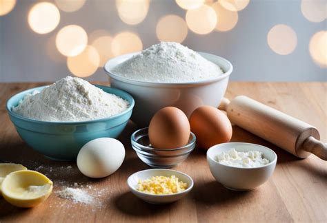 Įvairūs varškės pyrago ingredientai