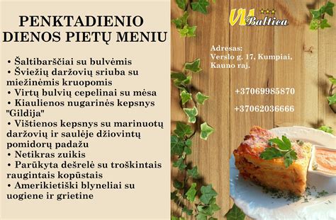 Kauno restoranuose siūlomų dienos pietų įvairovė