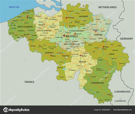 Belgijos žemėlapis su Briuseliu