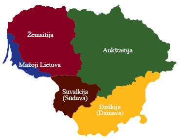 Suvalkijos regionas Lietuvos žemėlapyje