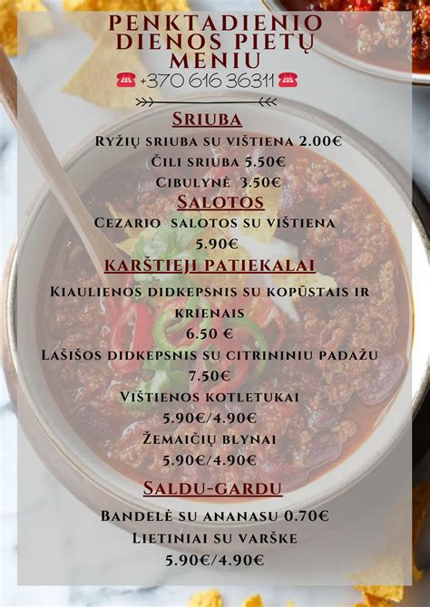 Republic baro dienos pietų meniu ir patiekalai