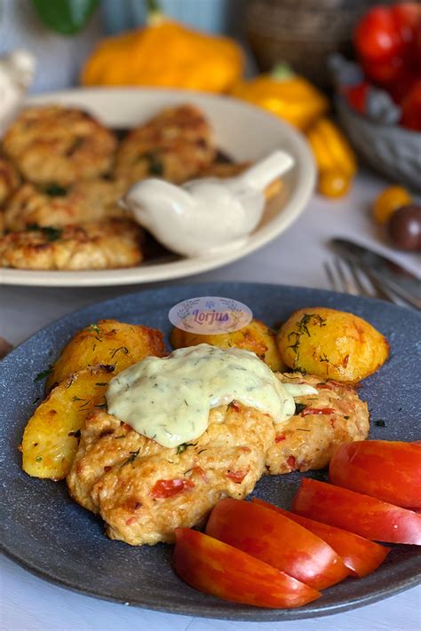 vištienos kepsneliai su varške ir daržovėmis