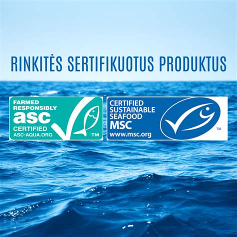 MSC ir ASC sertifikatų logotipai ant žuvies pakuotės