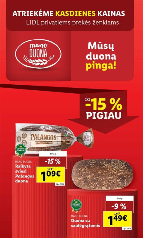 Lidl duonos ir kepinių asortimentas