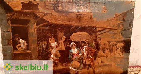 Senovinis paveikslas, vaizduojantis lietuvių šeimos šventinį stalą