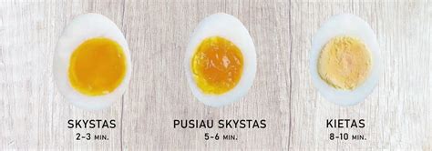 Skysto trynio kiaušinio virimo laikas infografika