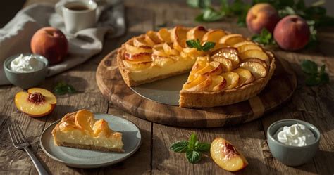 Procesas gaminant varškės pyragą su persikais