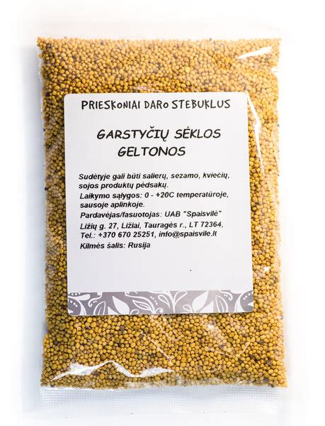 Įvairių rūšių garstyčių sėklos ir paruoštos garstyčios