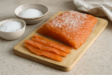 Švieži salierai, lašiša ir kiti ingredientai ant pjaustymo lentos