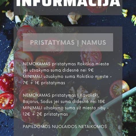 Pavyzdys maisto pristatymo į namus paslaugos
