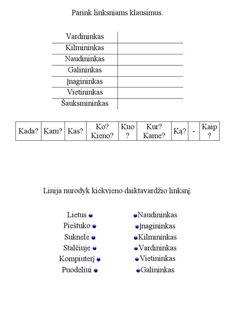 Lietuvių kalbos linksniavimo pavyzdys