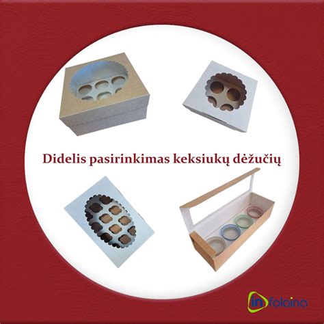 Įvairios desertų pakuotės ir dėžutės
