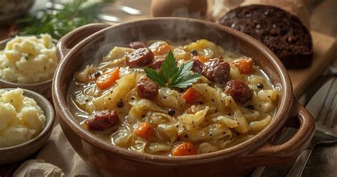Troškintų raugintų kopūstų patiekalas su šonine ir šonkauliukais