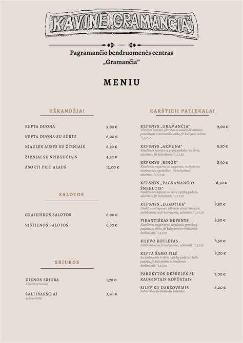 „XXL Cepelinai“ kavinės siūlomas meniu